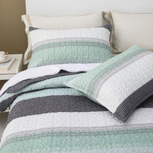 Load image into Gallery viewer, Boho Mint Green & Grey Reversible 2/3 Piece Bedding Quilt Set