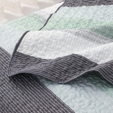Load image into Gallery viewer, Boho Mint Green & Grey Reversible 2/3 Piece Bedding Quilt Set