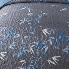 Load image into Gallery viewer, Botanical Navy Leaves Reversible 3 Piece Bedding Quilt Set