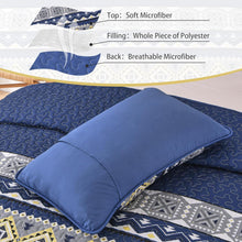 Load image into Gallery viewer, Boho Aztec Navy & Grey Reversible 3 Piece Quilt Set