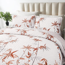 Load image into Gallery viewer, Botanical Burnt Orange Leaves Reversible 3 Piece Bedding Quilt Set