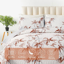 Load image into Gallery viewer, Botanical Burnt Orange Leaves Reversible 3 Piece Bedding Quilt Set