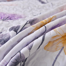Load image into Gallery viewer, Purple & Yellow Floral 3 Piece Bedding Quilt Set