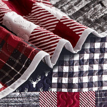 Load image into Gallery viewer, Red Navy Rustic Wildlife 3 Piece Bedspread Set