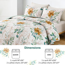 Load image into Gallery viewer, Botanical Sage Green & Golden Leaves Reversible 3 Piece Quilt Set