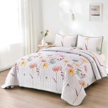 Load image into Gallery viewer, Sage Green Floral 3 Piece Bedding Quilt Set