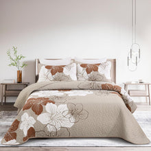 Load image into Gallery viewer, Taupe Bohemian Floral 3 Piece Bedding Quilt Set