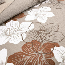 Load image into Gallery viewer, Taupe Bohemian Floral 3 Piece Bedding Quilt Set