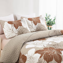 Load image into Gallery viewer, Taupe Bohemian Floral 3 Piece Bedding Quilt Set