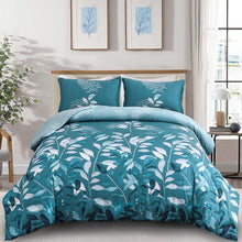 Load image into Gallery viewer, Botanical Teal Leaves 3 Piece Comforter Set