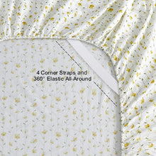 Load image into Gallery viewer, Yellow Floral Deep Pocket 4 Piece Sheet Set