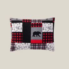 Load image into Gallery viewer, Black / Grey Patchwork Sherpa 3 Piece Comforter Set