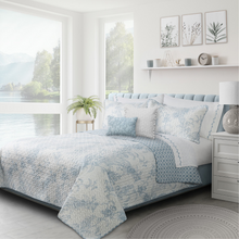 Load image into Gallery viewer, Dream Blue Floral Bedding Quilt Set