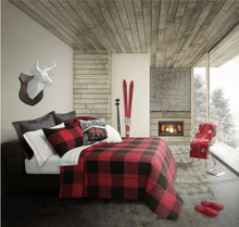 Load image into Gallery viewer, Maxtona Comforter Set Buffalo Plaid - 3 Piece Comforter Set • Red Black