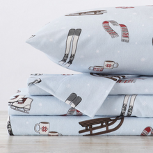 Load image into Gallery viewer, Ice Skating - 4 Piece 100% Turkish Cotton Flannel Sheets • Deep Pocket