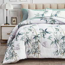Load image into Gallery viewer, Botanical Green Leaves Reversible 3 Piece Comforter Set
