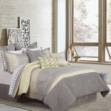 Load image into Gallery viewer, Yellow &amp; Grey 7 Piece Comforter Set
