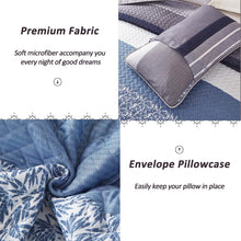 Load image into Gallery viewer, Boho  Blue &amp; Grey Reversible 3 Piece Bedding Quilt Set
