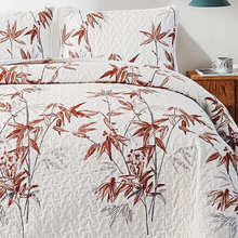 Load image into Gallery viewer, Botanical Burnt Orange Leaves Reversible 3 Piece Bedding Quilt Set
