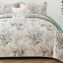 Load image into Gallery viewer, Botanical Green &amp; Gold Accent Pillow
