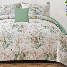 Load image into Gallery viewer, Botanical Green &amp; Gold Accent Pillow
