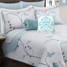 Load image into Gallery viewer, Light Blue Damask Accent Pillow
