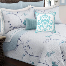 Load image into Gallery viewer, Light Blue Damask Accent Pillow

