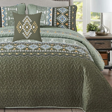 Load image into Gallery viewer, Boho Aztec Olive Accent Pillow
