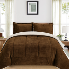 Load image into Gallery viewer, Brown Reversible Sherpa 3 Piece Comforter Set
