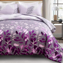 Load image into Gallery viewer, Botanical Purple Leaves 3 Piece Comforter Set
