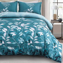 Load image into Gallery viewer, Botanical Teal Leaves 3 Piece Comforter Set
