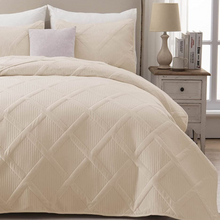 Load image into Gallery viewer, Solid Beige 3 Piece Lightweight Bedding Quilt Set
