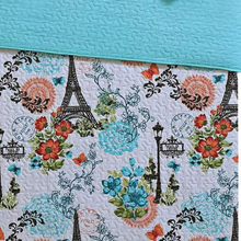 Load image into Gallery viewer, Eiffel Tower Aqua Blue Reversible 3 Piece Bedding Quilt Set
