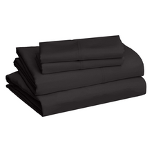 Load image into Gallery viewer, Solid Black Deep Pocket 4 Piece Sheet Set
