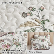 Load image into Gallery viewer, Pink &amp; Beige Floral 3 Piece Bedding Quilt Set
