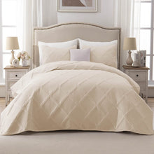 Load image into Gallery viewer, Solid Beige 3 Piece Lightweight Bedding Quilt Set
