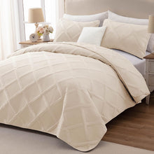 Load image into Gallery viewer, Solid Beige 3 Piece Lightweight Bedding Quilt Set
