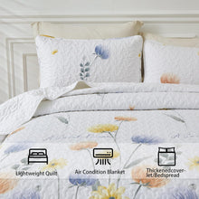 Load image into Gallery viewer, Blue &amp; Yellow Floral 3 Piece Bedding Quilt Set
