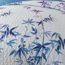 Load image into Gallery viewer, Botanical Blue / Purple Leaves Reversible 3 Piece Bedding Quilt Set

