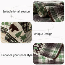 Load image into Gallery viewer, Cabin Bear Brown &amp; Green 3 Piece Bedspread Set
