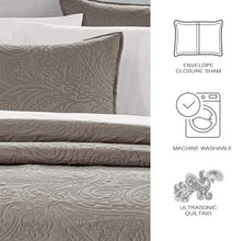 Load image into Gallery viewer, Dark Taupe 3 Piece Lightweight Bedding Quilt Set
