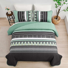 Load image into Gallery viewer, Boho Sage Green Reversible 3 Piece Quilt Set
