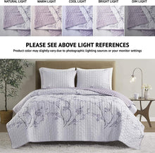 Load image into Gallery viewer, Purple Floral 3 Piece Bedding Quilt Set
