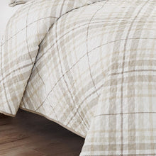 Load image into Gallery viewer, Beige Taupe Brown Plaid 3 Piece Bedding Quilt Set

