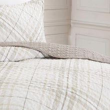 Load image into Gallery viewer, Beige Taupe Brown Plaid 3 Piece Bedding Quilt Set
