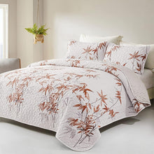 Load image into Gallery viewer, Botanical Burnt Orange Leaves Reversible 3 Piece Bedding Quilt Set
