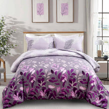 Load image into Gallery viewer, Botanical Purple Leaves 3 Piece Comforter Set
