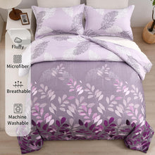 Load image into Gallery viewer, Botanical Purple Leaves 3 Piece Comforter Set
