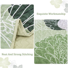 Load image into Gallery viewer, Sage Green Bohemian Floral 3 Piece Bedding Quilt Set

