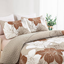 Load image into Gallery viewer, Taupe Bohemian Floral 3 Piece Bedding Quilt Set
